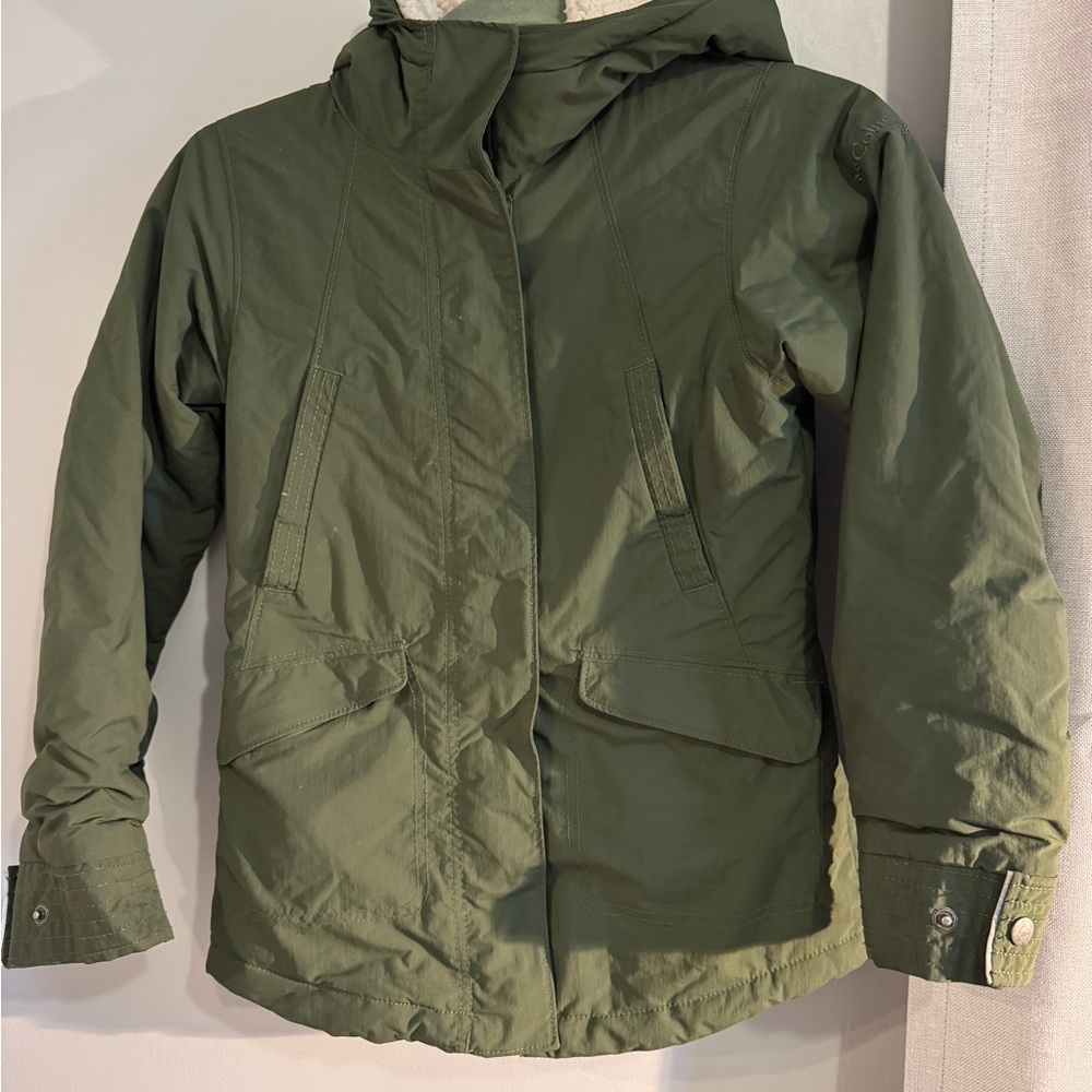 Columbia Olive Green Sherpa-Lined hood Jacket